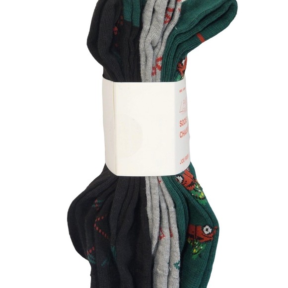 Christmas Crew Socks Men's 4 pack Joe Fresh Assorted Patterns Santa Snow NWT - Picture 2 of 5